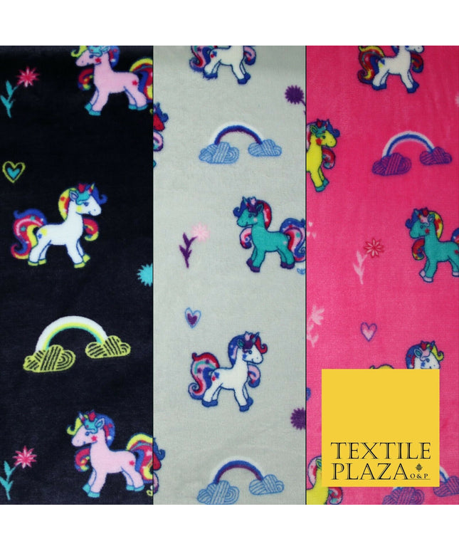 Magical Unicorn Rainbows Hearts SUPER SOFT Printed Cuddle Fleece Blankets Craft