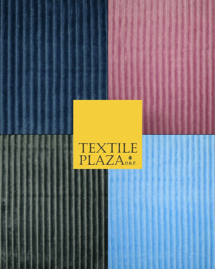 Premium Super Soft Ribbed Line Striped Cuddle Fleece Fabric Blankets Dress Craft