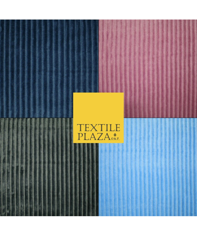Premium Super Soft Ribbed Line Striped Cuddle Fleece Fabric Blankets Dress Craft