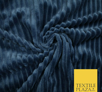 Premium Super Soft Ribbed Line Striped Cuddle Fleece Fabric Blankets Dress Craft
