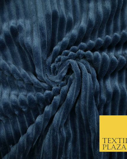Premium Super Soft Ribbed Line Striped Cuddle Fleece Fabric Blankets Dress Craft