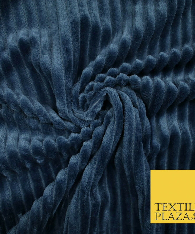 Premium Super Soft Ribbed Line Striped Cuddle Fleece Fabric Blankets Dress Craft
