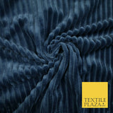 Premium Super Soft Ribbed Line Striped Cuddle Fleece Fabric Blankets Dress Craft