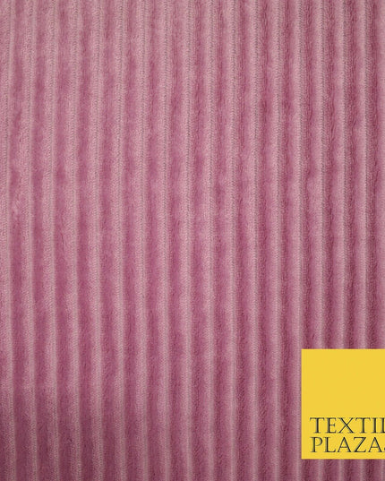 Premium Super Soft Ribbed Line Striped Cuddle Fleece Fabric Blankets Dress Craft