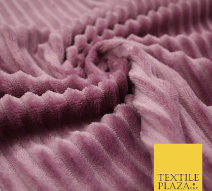 Premium Super Soft Ribbed Line Striped Cuddle Fleece Fabric Blankets Dress Craft