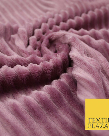 Premium Super Soft Ribbed Line Striped Cuddle Fleece Fabric Blankets Dress Craft