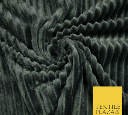 Premium Super Soft Ribbed Line Striped Cuddle Fleece Fabric Blankets Dress Craft
