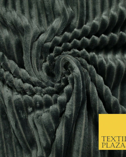 Premium Super Soft Ribbed Line Striped Cuddle Fleece Fabric Blankets Dress Craft
