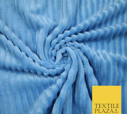 Premium Super Soft Ribbed Line Striped Cuddle Fleece Fabric Blankets Dress Craft