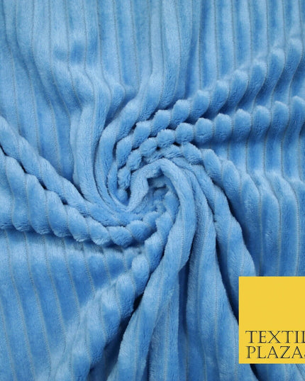 Premium Super Soft Ribbed Line Striped Cuddle Fleece Fabric Blankets Dress Craft