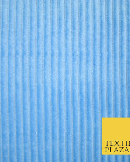 Premium Super Soft Ribbed Line Striped Cuddle Fleece Fabric Blankets Dress Craft