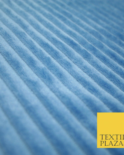 Premium Super Soft Ribbed Line Striped Cuddle Fleece Fabric Blankets Dress Craft