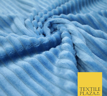Premium Super Soft Ribbed Line Striped Cuddle Fleece Fabric Blankets Dress Craft