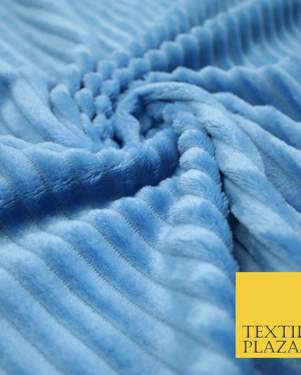 Premium Super Soft Ribbed Line Striped Cuddle Fleece Fabric Blankets Dress Craft