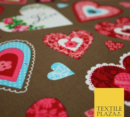 Valentine Love Hearts Patchwork Printed Needlecord Fabric Babycord Corduroy 58"