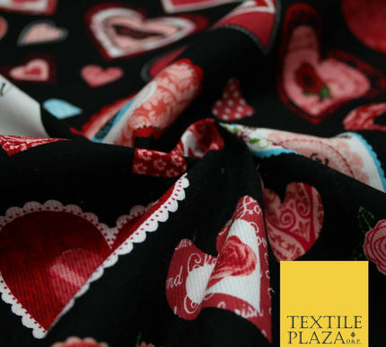 Valentine Love Hearts Patchwork Printed Needlecord Fabric Babycord Corduroy 58"