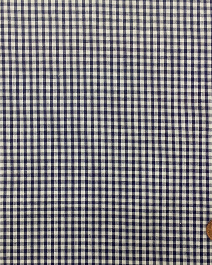 DARK BLUE Small Gingham POLYCOTTON Fabric - Per Metre - RD56