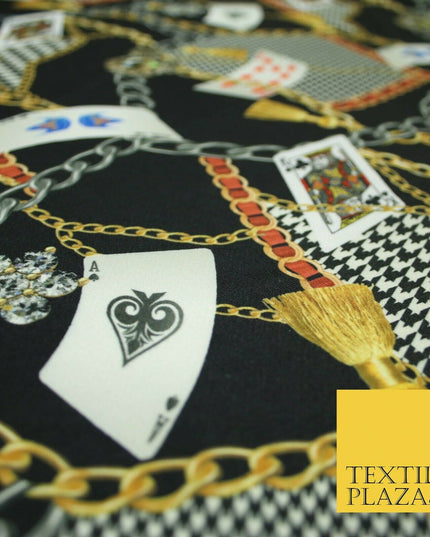 Black Chains Cards Poker Game Night Printed Stretch Heavy Jersey Fabric 5081