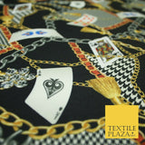 Black Chains Cards Poker Game Night Printed Stretch Heavy Jersey Fabric 5081