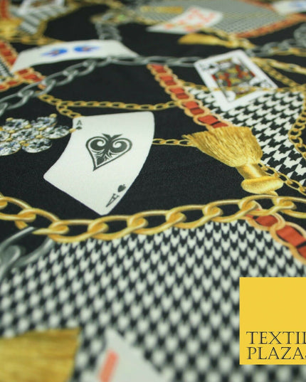 Black Chains Cards Poker Game Night Printed Stretch Heavy Jersey Fabric 5081