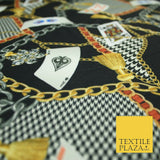 Black Chains Cards Poker Game Night Printed Stretch Heavy Jersey Fabric 5081