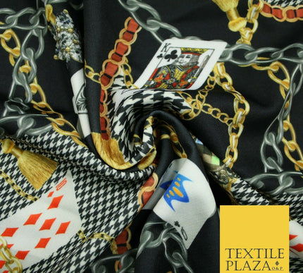 Black Chains Cards Poker Game Night Printed Stretch Heavy Jersey Fabric 5081