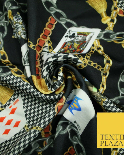 Black Chains Cards Poker Game Night Printed Stretch Heavy Jersey Fabric 5081