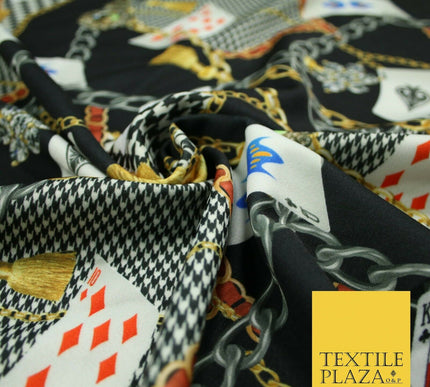 Black Chains Cards Poker Game Night Printed Stretch Heavy Jersey Fabric 5081