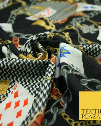 Black Chains Cards Poker Game Night Printed Stretch Heavy Jersey Fabric 5081