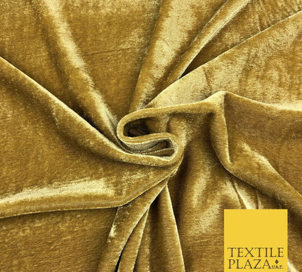 GOLD Soft Plain Velvet Fabric Dress Material - 58" - More Colours P1046