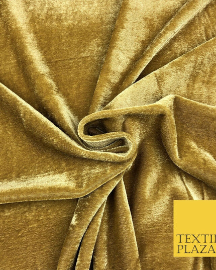 GOLD Soft Plain Velvet Fabric Dress Material - 58" - More Colours P1046