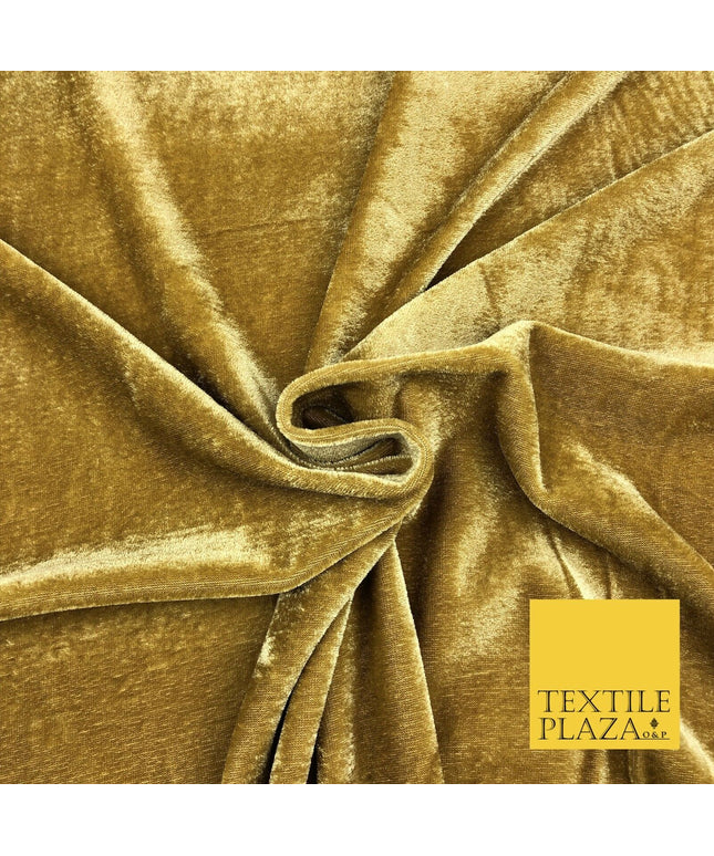 GOLD Soft Plain Velvet Fabric Dress Material - 58" - More Colours P1046