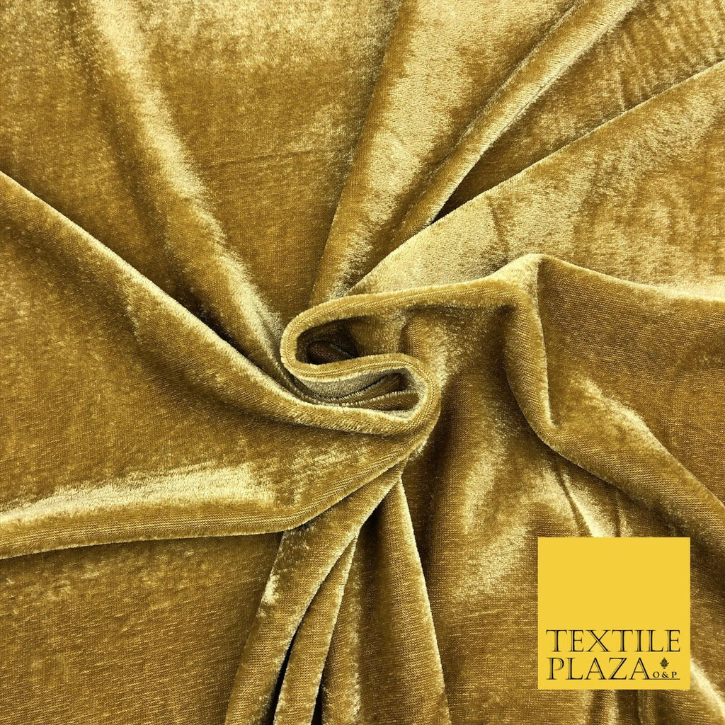 GOLD Soft Plain Velvet Fabric Dress Material - 58" - More Colours P1046