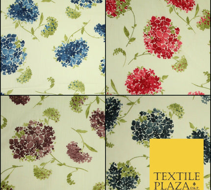 Chrysanthemum Flower Summer Luxury 100% Pure Printed Floral Cotton Linen Fabric