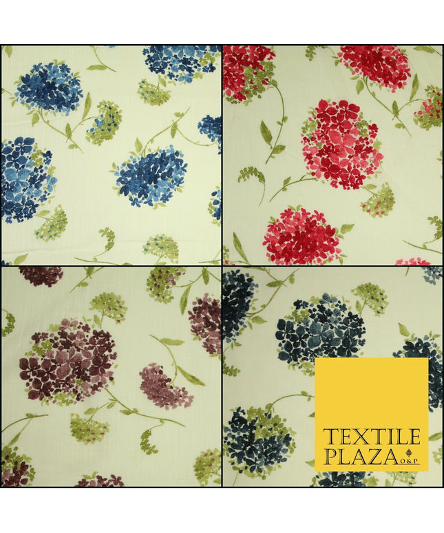 Chrysanthemum Flower Summer Luxury 100% Pure Printed Floral Cotton Linen Fabric