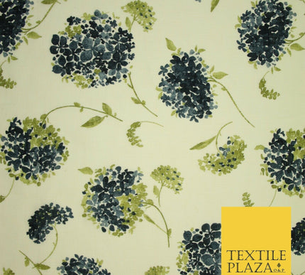 Chrysanthemum Flower Summer Luxury 100% Pure Printed Floral Cotton Linen Fabric