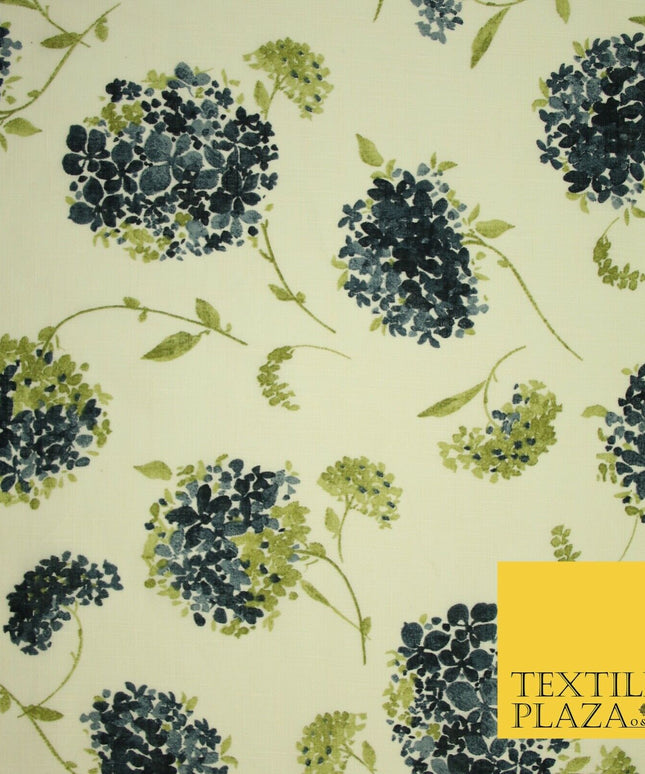 Chrysanthemum Flower Summer Luxury 100% Pure Printed Floral Cotton Linen Fabric