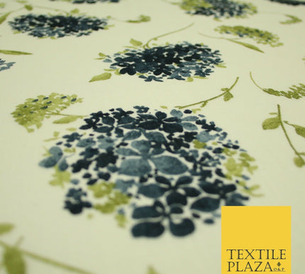 Chrysanthemum Flower Summer Luxury 100% Pure Printed Floral Cotton Linen Fabric