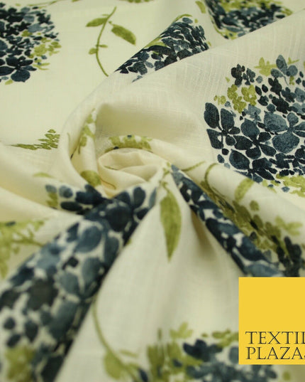 Chrysanthemum Flower Summer Luxury 100% Pure Printed Floral Cotton Linen Fabric