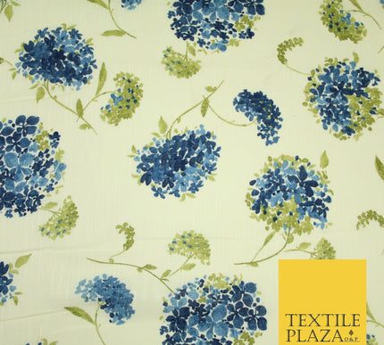 Chrysanthemum Flower Summer Luxury 100% Pure Printed Floral Cotton Linen Fabric