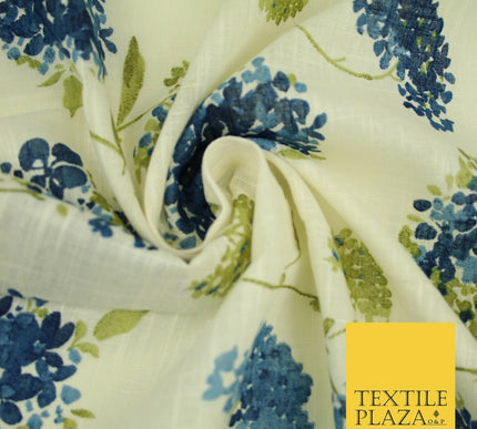 Chrysanthemum Flower Summer Luxury 100% Pure Printed Floral Cotton Linen Fabric