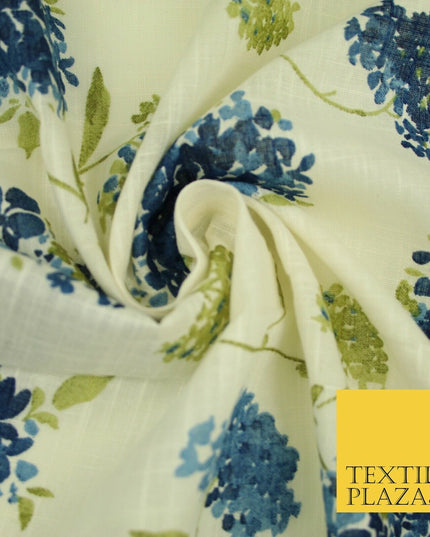 Chrysanthemum Flower Summer Luxury 100% Pure Printed Floral Cotton Linen Fabric