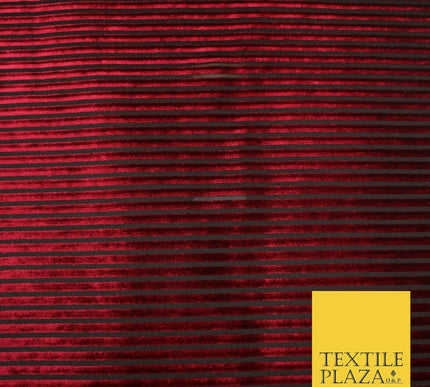 Premium Ribbed Striped Raised Velvet Velour Stretch Black Jersey Dress Fabric