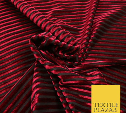 Premium Ribbed Striped Raised Velvet Velour Stretch Black Jersey Dress Fabric