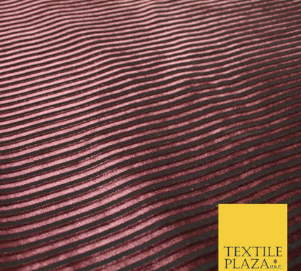 Premium Ribbed Striped Raised Velvet Velour Stretch Black Jersey Dress Fabric