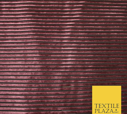 Premium Ribbed Striped Raised Velvet Velour Stretch Black Jersey Dress Fabric