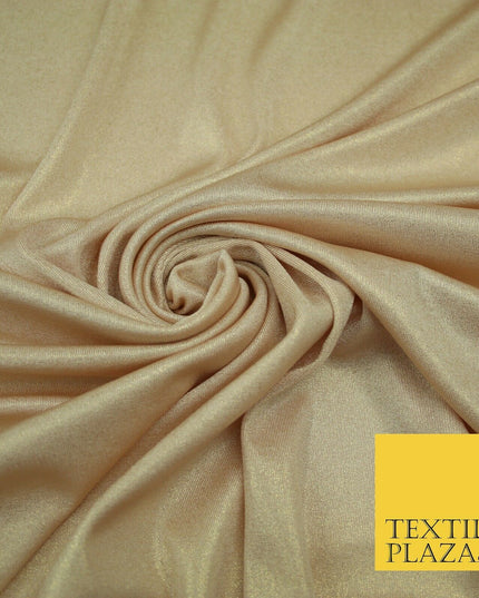 Luxury Nude Peach Champagne Gold Foil Slinky Stretch JerseyDress Fabric Backdrop