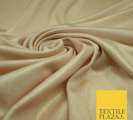 Luxury Nude Peach Champagne Gold Foil Slinky Stretch JerseyDress Fabric Backdrop
