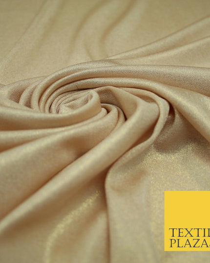 Luxury Nude Peach Champagne Gold Foil Slinky Stretch JerseyDress Fabric Backdrop