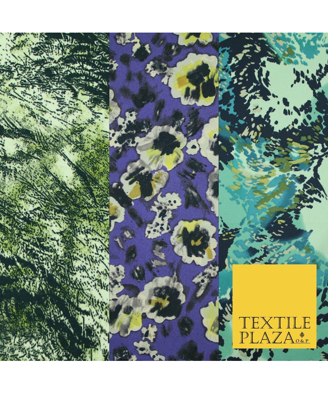 Floral Animal Printed Fine Silky Satin Crepe Polyester Summer Dress Fabric Shiny
